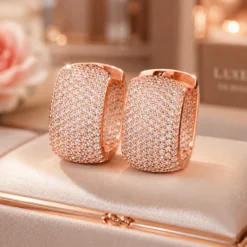 Geometric U Shaped CZ Diamond Hoop Earrings DIVIJEWL_EARR57.6