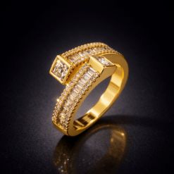 Simple Style Geometric Solid CZ Diamond Ring DIVIJEWL_RING104
