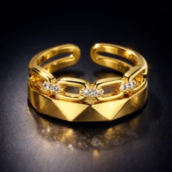Simple Style Geometric Solid CZ Diamond Ring DIVIJEWL_RING112