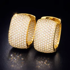 Geometric U Shaped CZ Diamond Hoop Earrings DIVIJEWL_EARR57.1