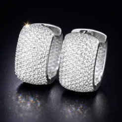 Geometric U Shaped CZ Diamond Hoop Earrings DIVIJEWL_EARR57.2