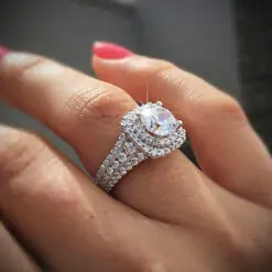 Alternative view of Unique Double Layer Luxurious CZ Diamond Ring DIVIJEWL_RING111