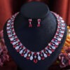 Red CZ Heart Drop Dangle Necklace Earrings Jewelry Set 1 Red CZ Heart Drop Dangle Necklace Earrings Jewelry Set