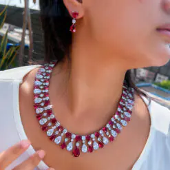 Red CZ Heart Drop Dangle Necklace Earrings Jewelry Set 6 Hb4f3fbfb9f2d43349c4ef1192ec33613R