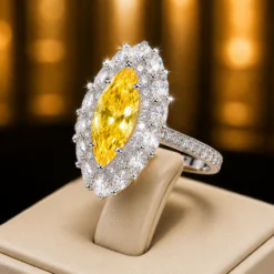 18K Gold Plated Yellow Sapphire Ring High-end Jewelry DIVIJEWL_RING113.4