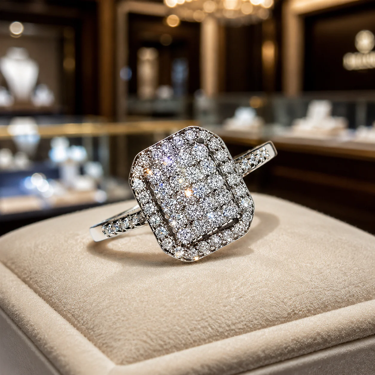18K White Gold Plated Luxury Square Design CZ Diamond Ring 3 18K White Gold Plated Luxury Square Design CZ Diamond Ring DIVIJEWL_RING116.2