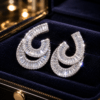 Geometric Stud Earrings For Women With Claw Setting DIVIJEWL_EARR59