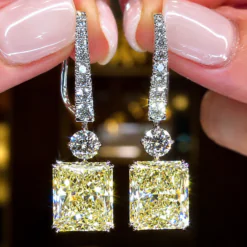 Beautiful Drop Yellow Earrings For Women in CZ Diamonds DIVIJEWL_EARR61.1