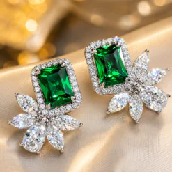Beautiful Green Earrings For Women in CZ Diamonds DIVIJEWL_EARR62