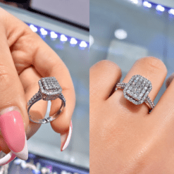 18K White Gold Plated Luxury Square Design CZ Diamond Ring 6 DIVIJEWL RING116.2