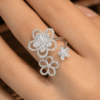 Flowers Open CZ Diamond Ring With Claw Setting DIVIJEWL_RING119