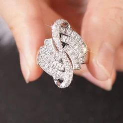 Geometric Claw Setting CZ Diamond Ring For Women DIVIJEWL_RING120.1