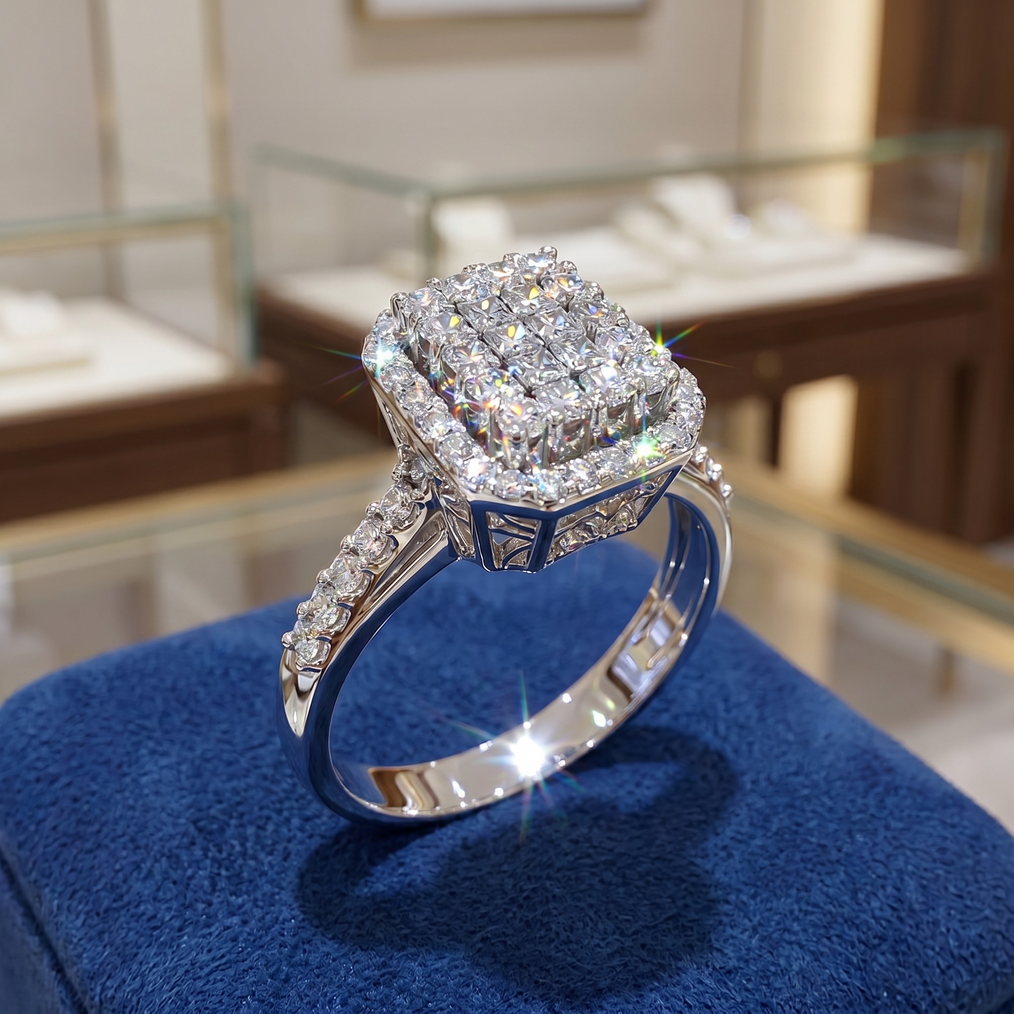 18K White Gold Plated Luxury Square Design CZ Diamond Ring 5 18K White Gold Plated Luxury Square Design CZ Diamond Ring DIVIJEWL_RING116.1