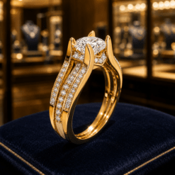 Three dimensional CZ Diamond Gold Plated Ring DIVIJEWL_RING122.3